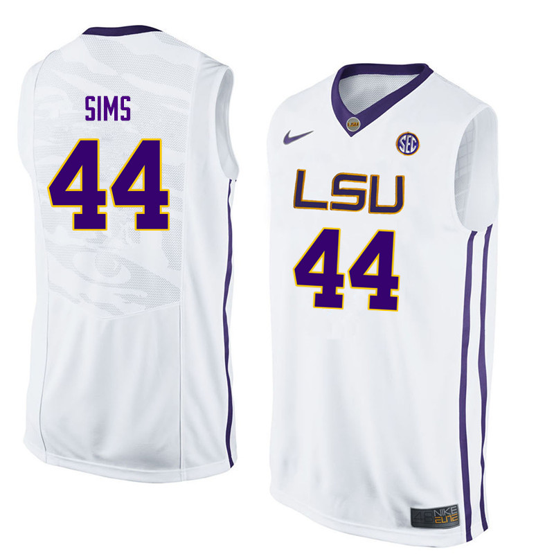 Men LSU Tigers #44 Wayde Sims College Basketball Jerseys-White - Click Image to Close